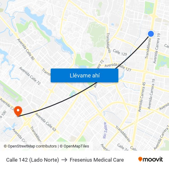 Calle 142 (Lado Norte) to Fresenius Medical Care map