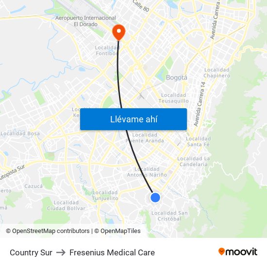 Country Sur to Fresenius Medical Care map