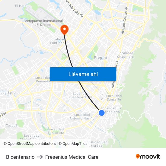 Bicentenario to Fresenius Medical Care map