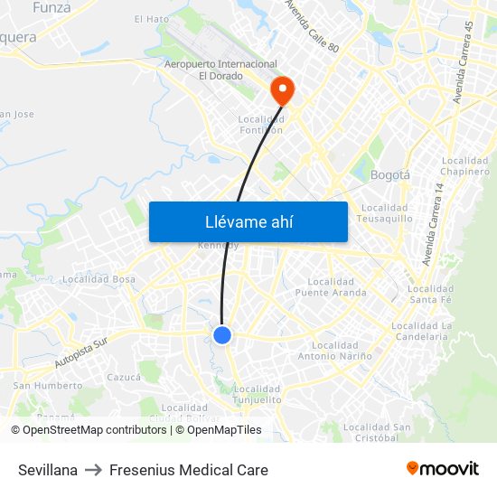 Sevillana to Fresenius Medical Care map