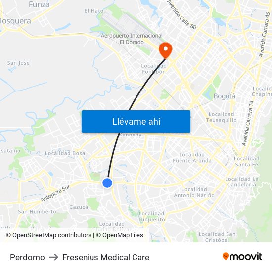 Perdomo to Fresenius Medical Care map