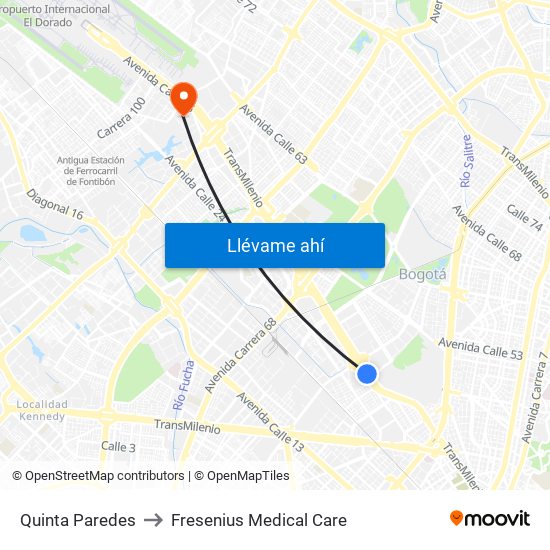 Quinta Paredes to Fresenius Medical Care map