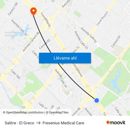 Salitre - El Greco to Fresenius Medical Care map