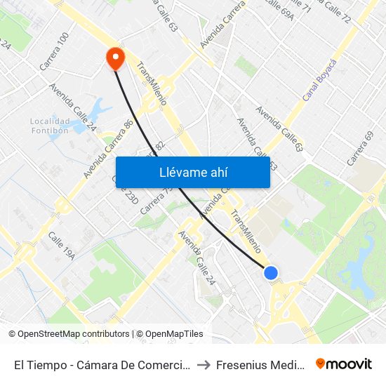 El Tiempo - Cámara De Comercio De Bogotá to Fresenius Medical Care map