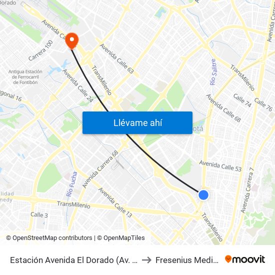 Estación Avenida El Dorado (Av. NQS - Cl 40a) to Fresenius Medical Care map