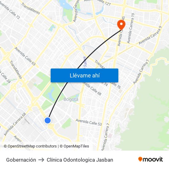 Gobernación to Clínica Odontologica Jasban map