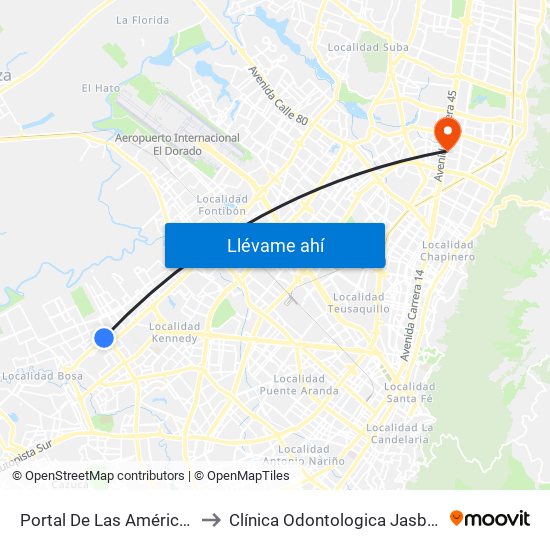 Portal De Las Américas to Clínica Odontologica Jasban map