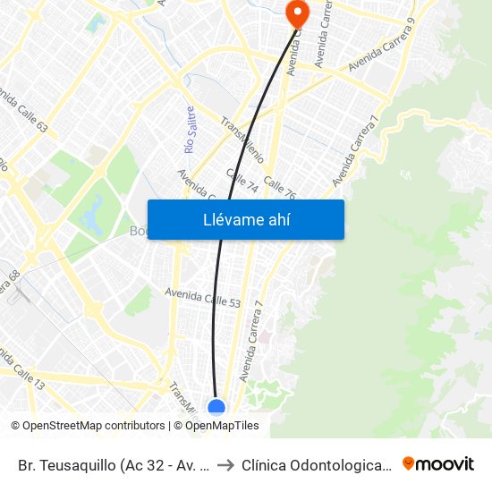 Br. Teusaquillo (Ac 32 - Av. Caracas) to Clínica Odontologica Jasban map