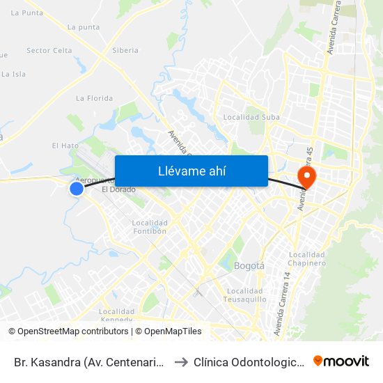 Br. Kasandra (Av. Centenario - Kr 134a) to Clínica Odontologica Jasban map