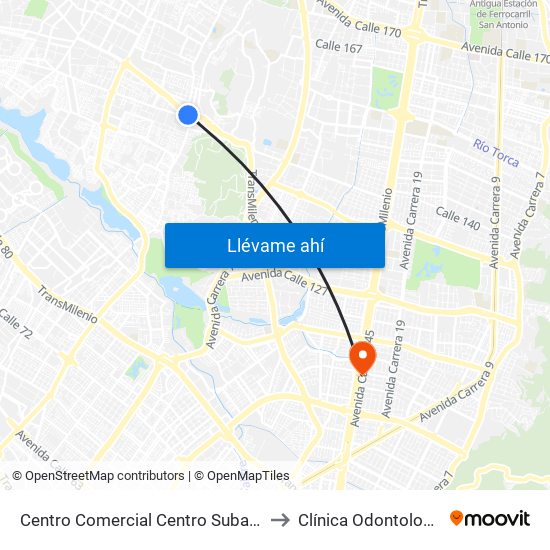 Centro Comercial Centro Suba (Av. Suba - Kr 91) to Clínica Odontologica Jasban map