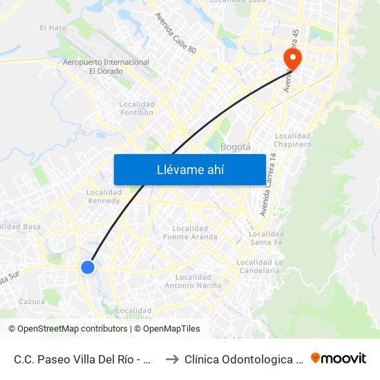 C.C. Paseo Villa Del Río - Madelena to Clínica Odontologica Jasban map