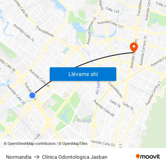 Normandía to Clínica Odontologica Jasban map