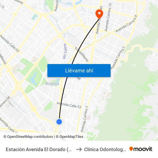 Estación Avenida El Dorado (Av. NQS - Cl 40a) to Clínica Odontologica Jasban map