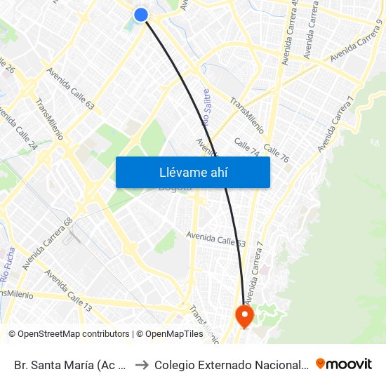 Br. Santa María (Ac 80 - Kr 73b) to Colegio Externado Nacional Camilo Torres map