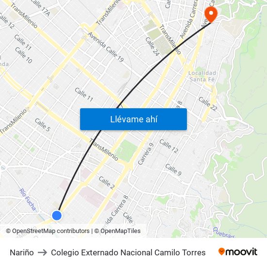 Nariño to Colegio Externado Nacional Camilo Torres map