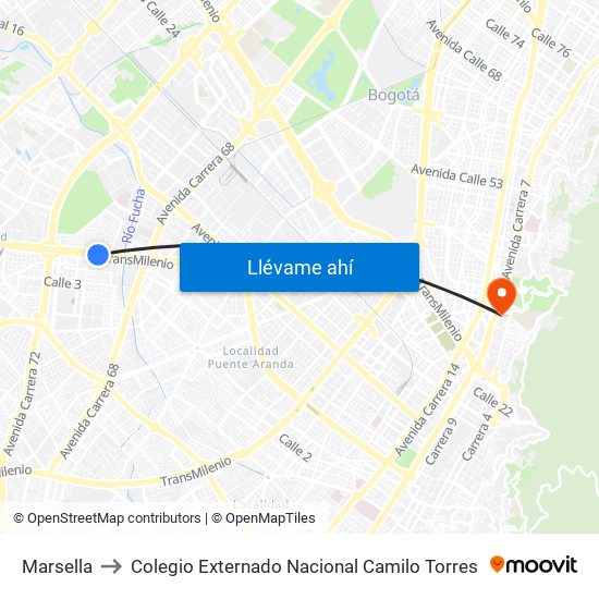 Marsella to Colegio Externado Nacional Camilo Torres map