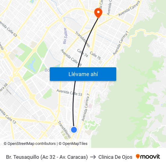 Br. Teusaquillo (Ac 32 - Av. Caracas) to Clínica De Ojos map