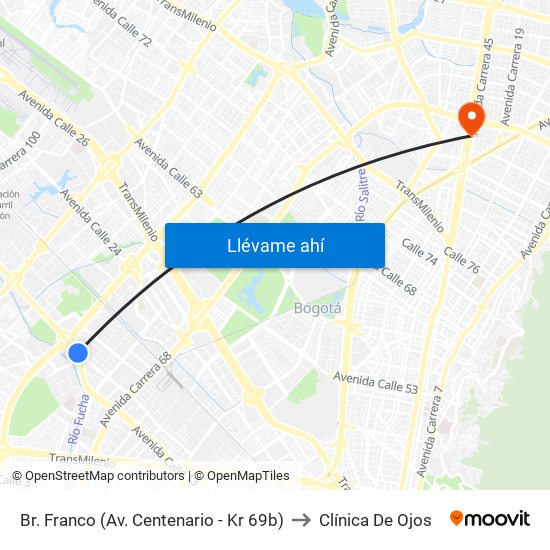 Br. Franco (Av. Centenario - Kr 69b) to Clínica De Ojos map