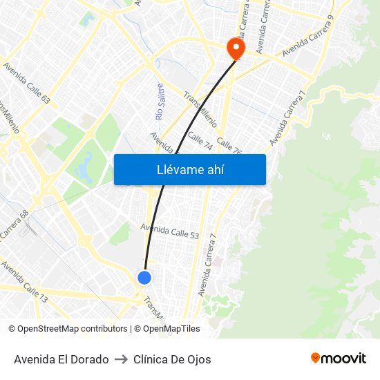 Avenida El Dorado to Clínica De Ojos map