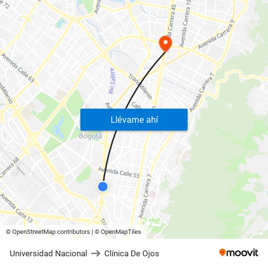 Universidad Nacional to Clínica De Ojos map
