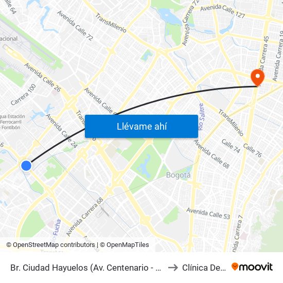 Br. Ciudad Hayuelos (Av. Centenario - Av. C. De Cali) to Clínica De Ojos map