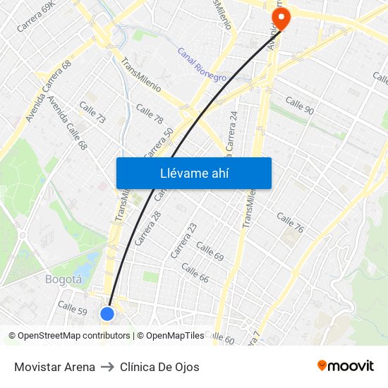 Movistar Arena to Clínica De Ojos map