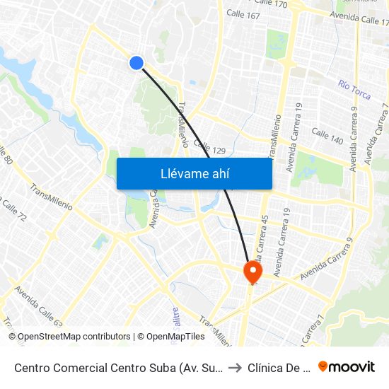 Centro Comercial Centro Suba (Av. Suba - Kr 91) to Clínica De Ojos map