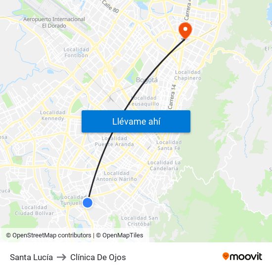 Santa Lucía to Clínica De Ojos map