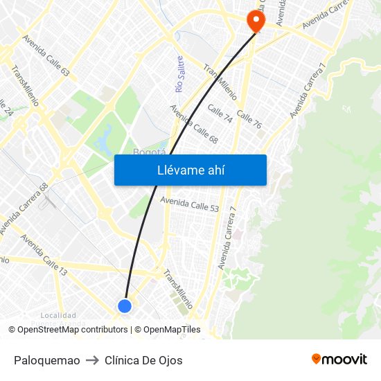 Paloquemao to Clínica De Ojos map