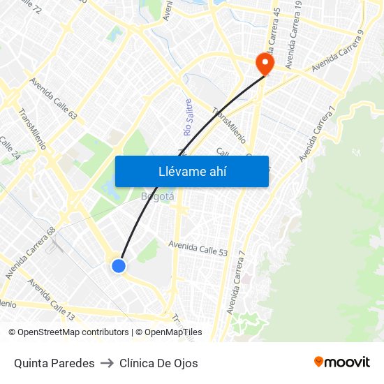 Quinta Paredes to Clínica De Ojos map