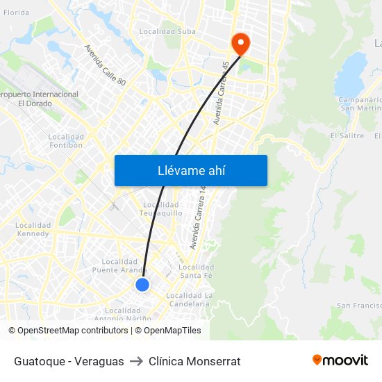 Guatoque - Veraguas to Clínica Monserrat map
