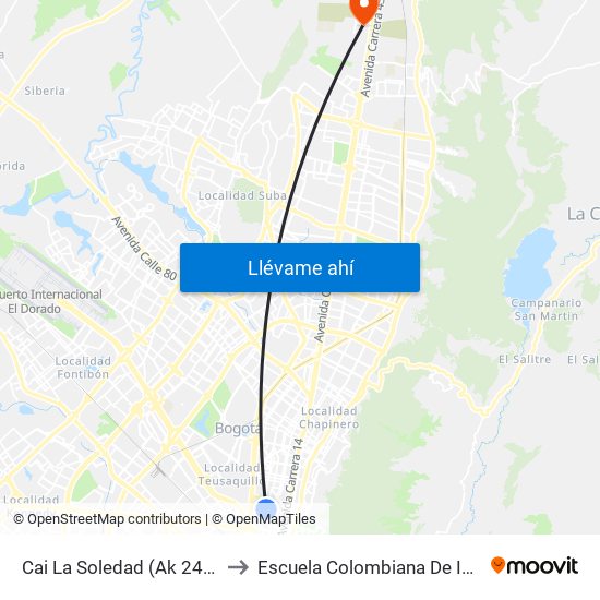 Cai La Soledad (Ak 24 - Cl 40) to Escuela Colombiana De Ingenieria map