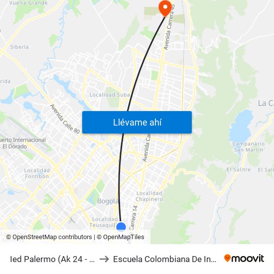 Ied Palermo (Ak 24 - Cl 49) to Escuela Colombiana De Ingenieria map