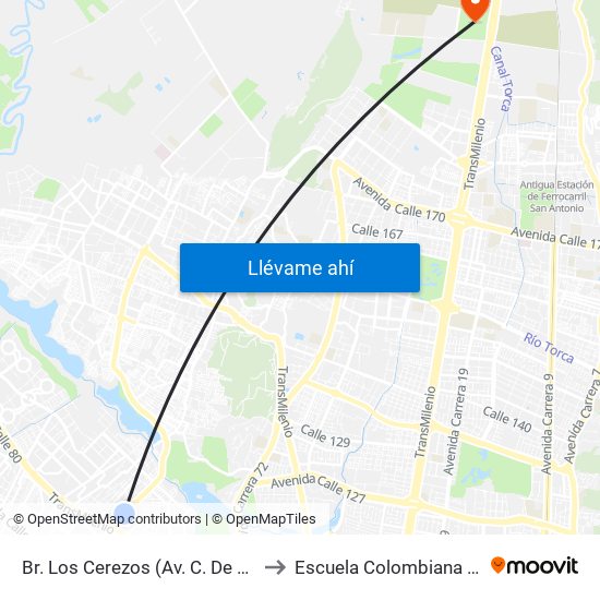 Br. Los Cerezos (Av. C. De Cali - Cl 82a Bis) to Escuela Colombiana De Ingenieria map