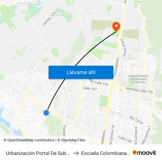 Urbanización Portal De Suba (Cl 137 - Kr 90a) to Escuela Colombiana De Ingenieria map