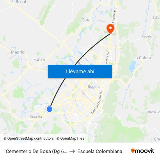 Cementerio De Bosa (Dg 66 Sur - Tv 80a) to Escuela Colombiana De Ingenieria map