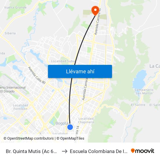 Br. Quinta Mutis (Ac 63 - Kr 26) to Escuela Colombiana De Ingenieria map