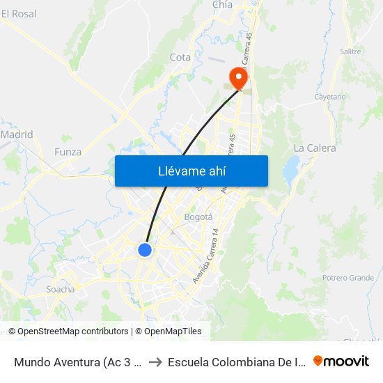 Mundo Aventura (Ac 3 - Kr 71c) to Escuela Colombiana De Ingenieria map