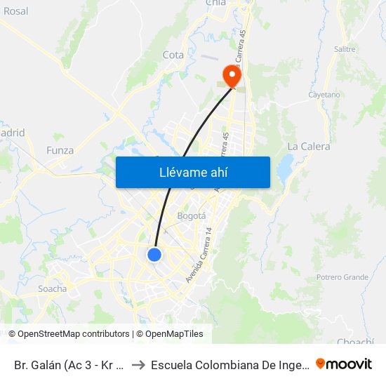 Br. Galán (Ac 3 - Kr 56a) to Escuela Colombiana De Ingenieria map
