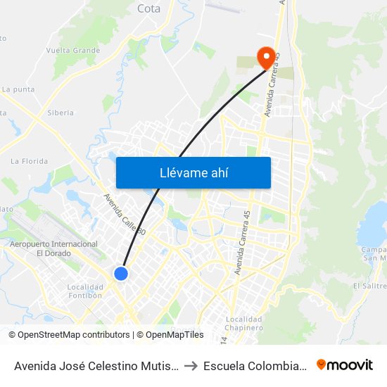 Avenida José Celestino Mutis (Av. C. De Cali - Ac 63) to Escuela Colombiana De Ingenieria map