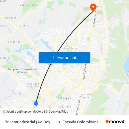 Br. Interindustrial (Av. Boyacá - Cl 13) (A) to Escuela Colombiana De Ingenieria map