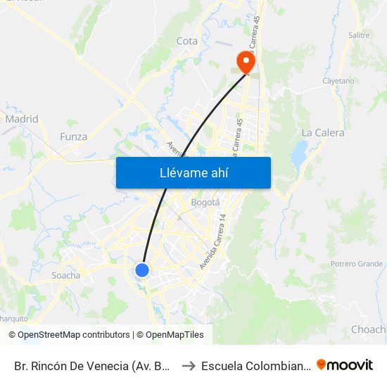 Br. Rincón De Venecia (Av. Boyacá - Cl 49b Sur) (A) to Escuela Colombiana De Ingenieria map