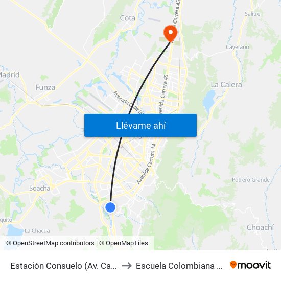 Estación Consuelo (Av. Caracas - Kr 12a) to Escuela Colombiana De Ingenieria map