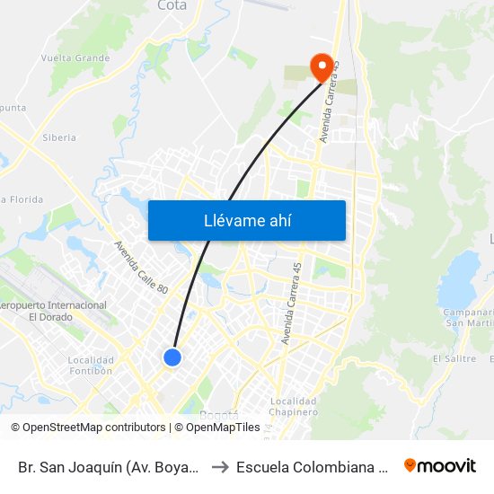 Br. San Joaquín (Av. Boyacá - Cl 64f) (A) to Escuela Colombiana De Ingenieria map