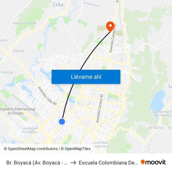 Br. Boyacá (Av. Boyacá - Cl 69a) (A) to Escuela Colombiana De Ingenieria map