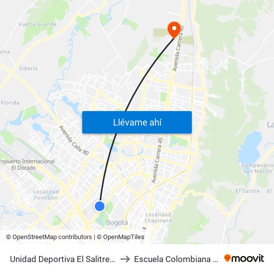 Unidad Deportiva El Salitre (Ac 63 - Ak 68) to Escuela Colombiana De Ingenieria map