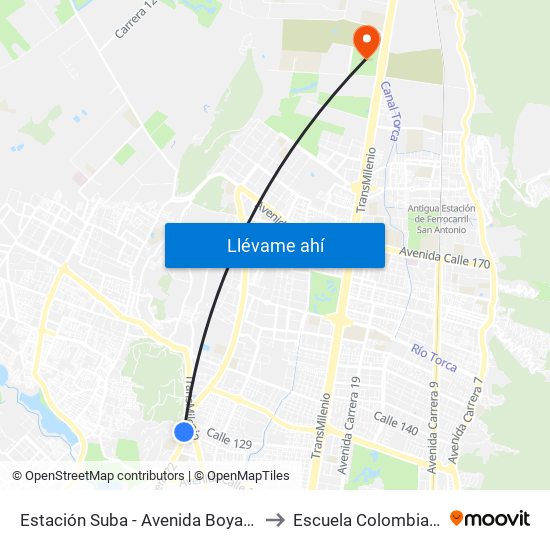 Estación Suba - Avenida Boyacá (Av. Boyacá - Cl 128a) to Escuela Colombiana De Ingenieria map