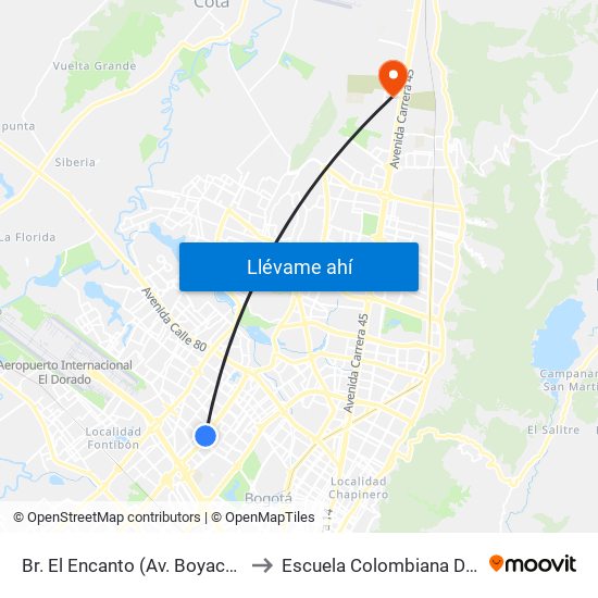 Br. El Encanto (Av. Boyacá - Ac 63) (A) to Escuela Colombiana De Ingenieria map