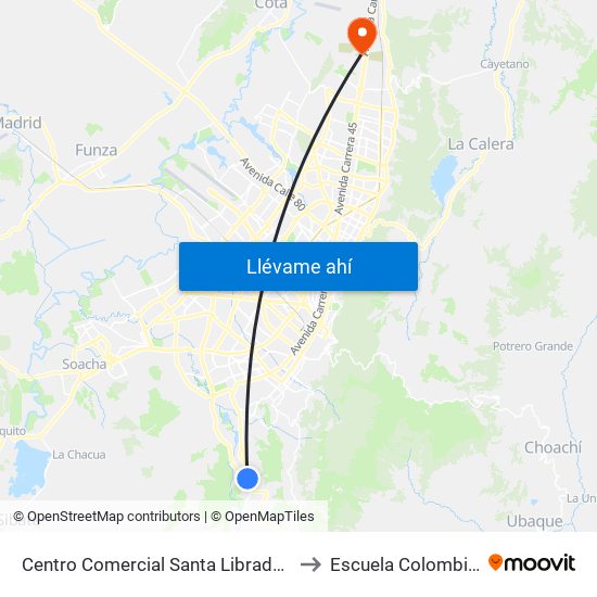 Centro Comercial Santa Librada (Av. Caracas - Cl 74c Sur) (A) to Escuela Colombiana De Ingenieria map