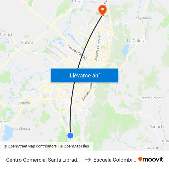 Centro Comercial Santa Librada (Av. Caracas - Cl 74c Sur) (A) to Escuela Colombiana De Ingenieria map